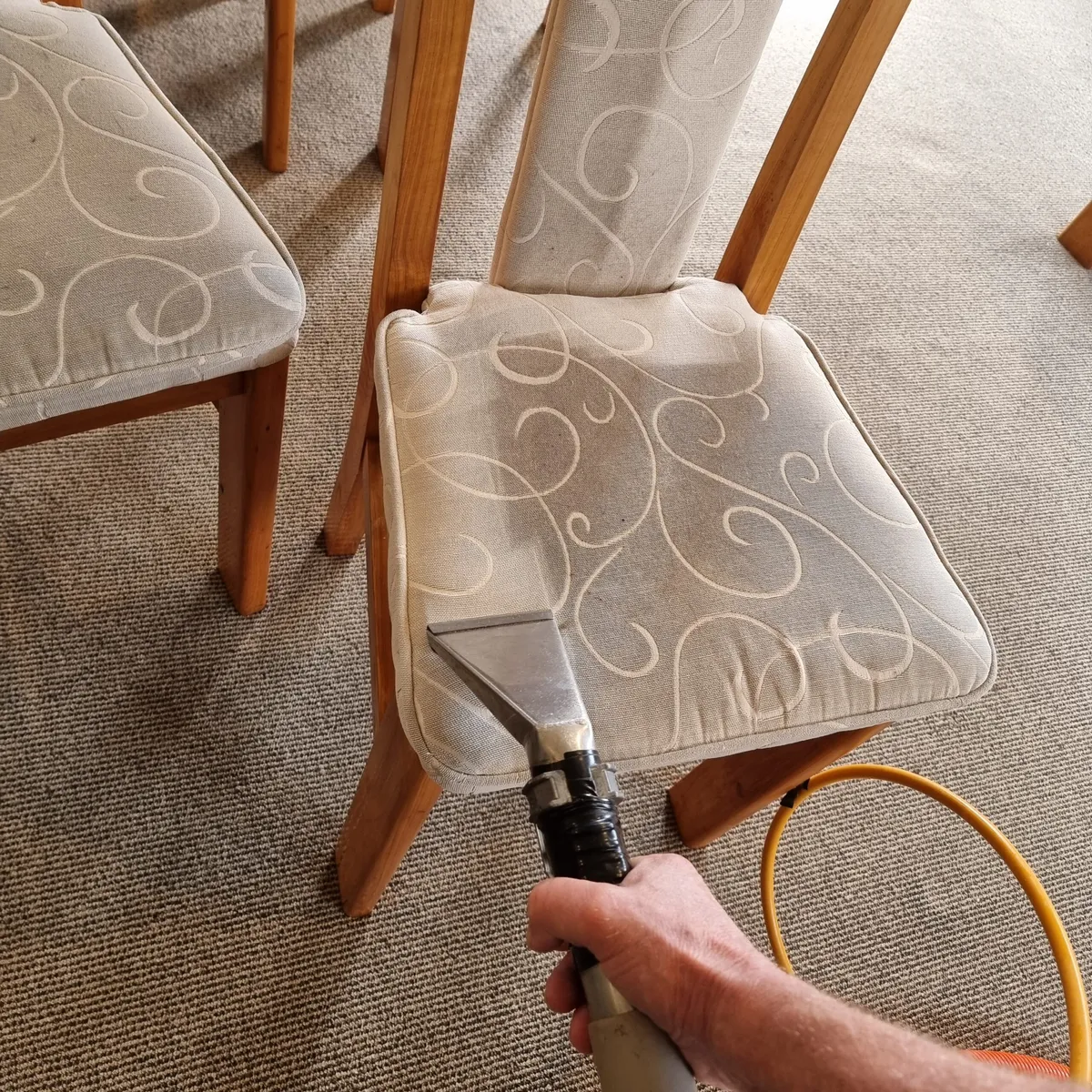Stuhlreinigung vor Ort in Zürich – Esszimmerstuhl-Tiefenreinigung mit Sprühextraktion durch Just Clean KLG